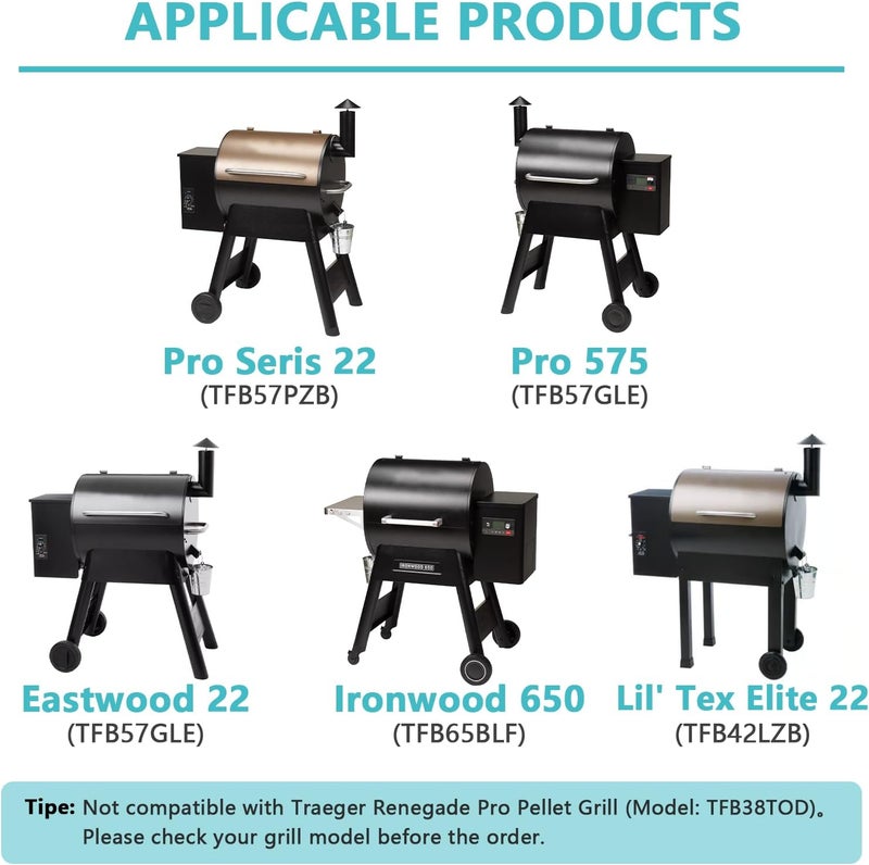 Sunkonny رف أمامي قابل للطي - بديل لسلسلة Traeger 20، Pro 22، Pro 575 Century 22 وسلسلة Ironwood 650، ملحقات الشواء 25 × 12 بوصة رف طاولة الشواء BAC362 - Image 5